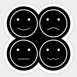 4 Moods Faces Grid Minimal Design (Lines Collection) Sticker